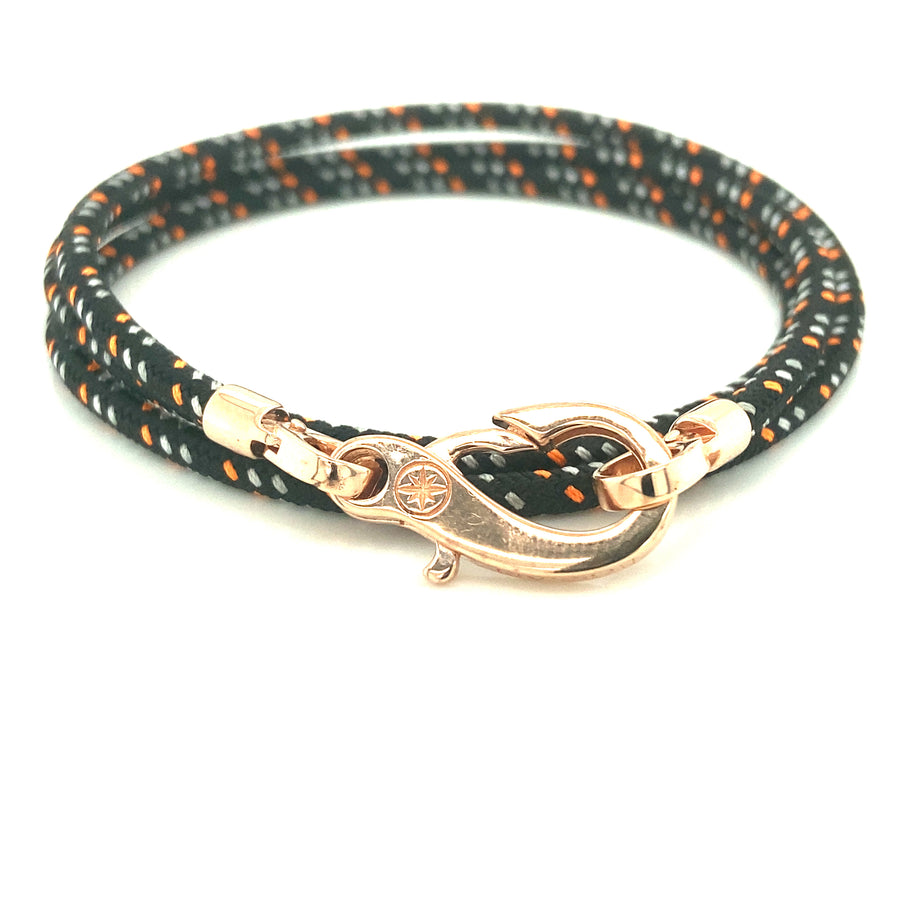 Cordón Triple Poliéster Negro Multicolor Con Gancho Oro Rosa