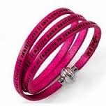 I Love You Engraved Leather Bracelet (Fuchsia)
