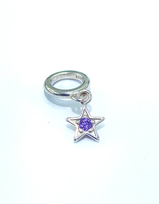 Amethyst Shiny Star Charm (Silver/Purple) | Endless Jewelry | Luby 