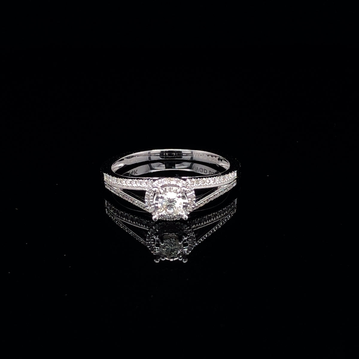 Double Prong Cathedral White Gold Engagement Ring | Luby Diamond Collection | Luby 