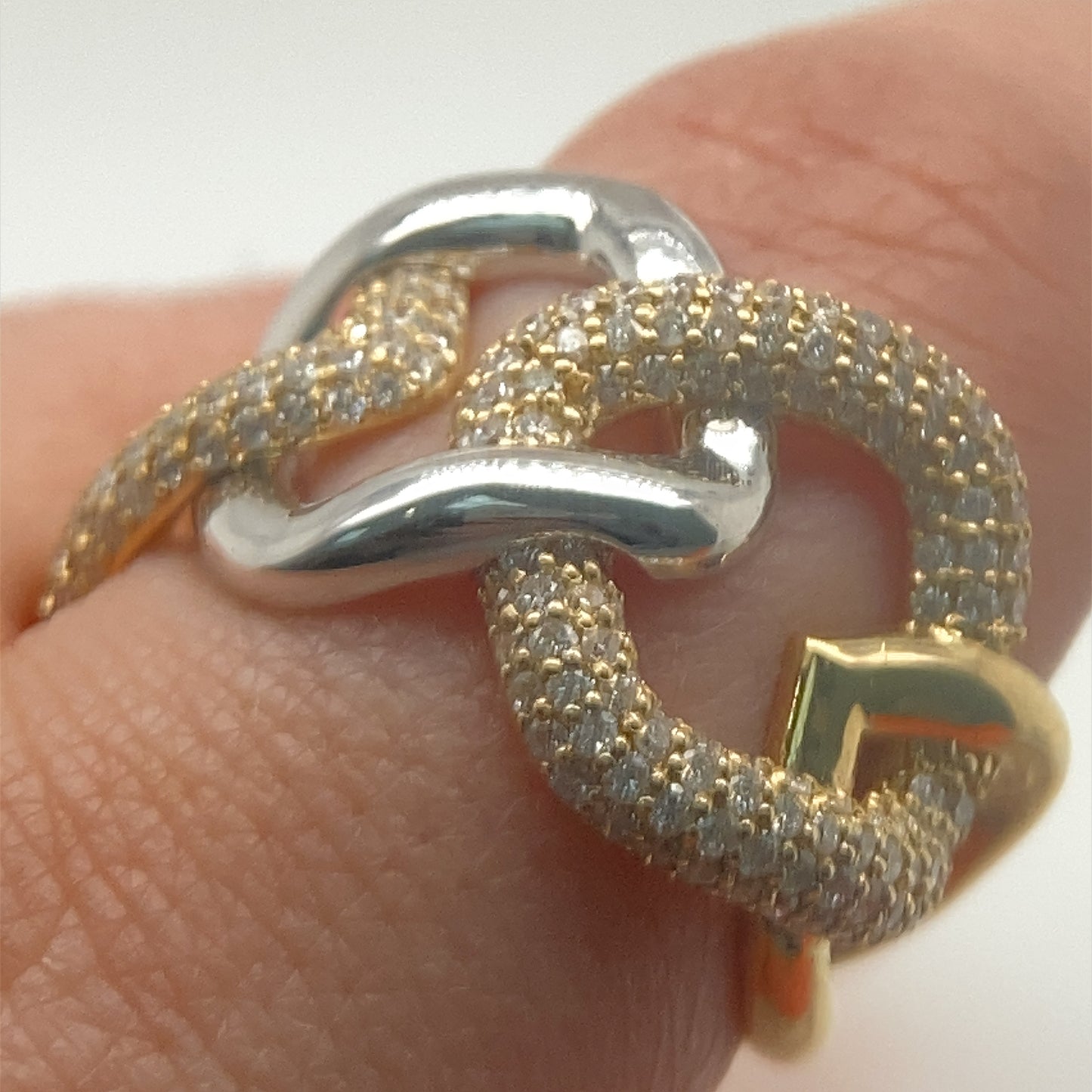 14k Gold 2T Connected Link with Diamond Ring | Luby Diamond Collection | Luby 