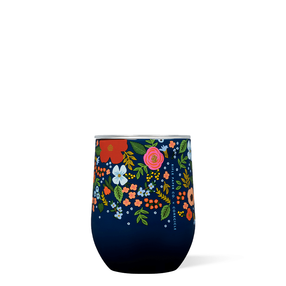 Gloss Navy Wild Rose Stemless | CORKCICLE | Luby 