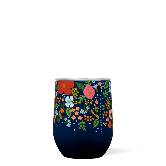 Gloss Navy Wild Rose Stemless | CORKCICLE | Luby 