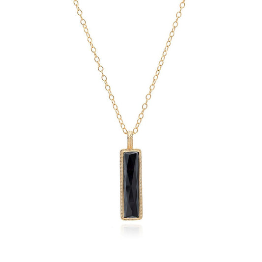 Hematite Stone Bar Pendant Necklace (Gold) | Anna Beck | Luby 