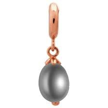 Dije de gota de perla gris (oro rosa/gris)