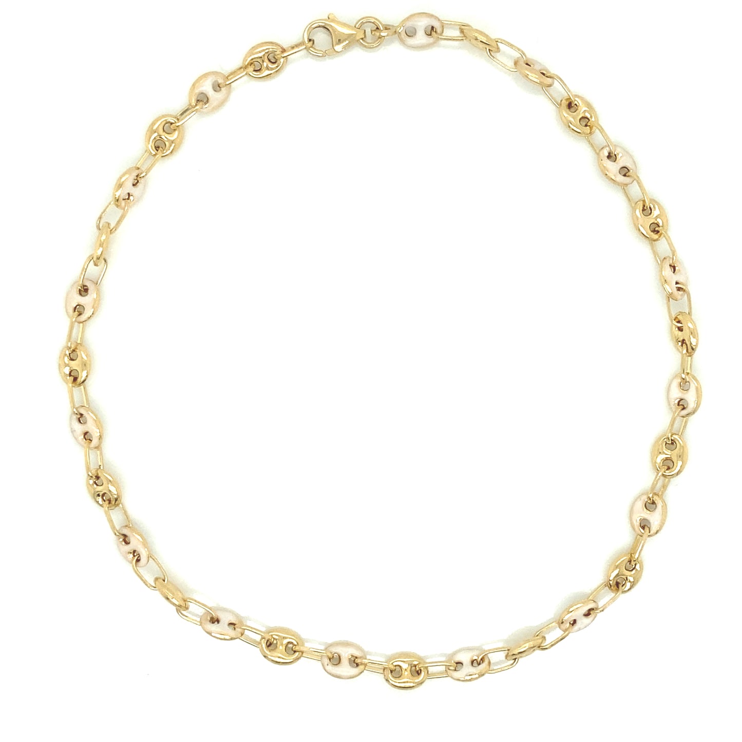 14K Gold Oval Lin White Enamel Anklet | Luby Gold Collection | Luby 