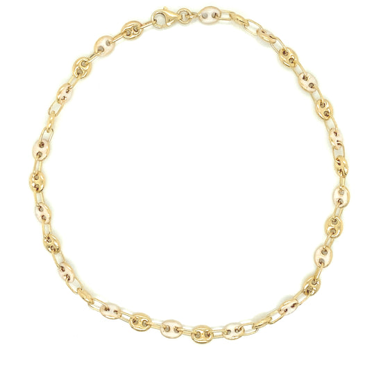 14K Gold Oval Lin White Enamel Anklet | Luby Gold Collection | Luby 