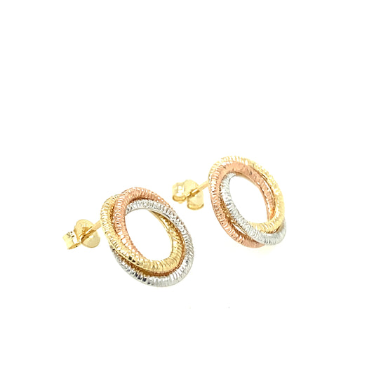 14K 3/C Gold Twisted Stud Earrings | Luby Gold Collection | Luby 