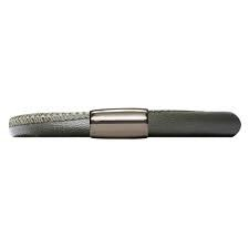 Anthracite Single Wrap Metallic Leather Bracelet (Silver)