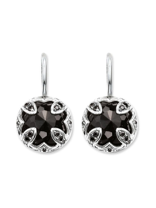 Purity of Lotos Drop Earrings (Silver/Black) | Thomas Sabo | Luby 