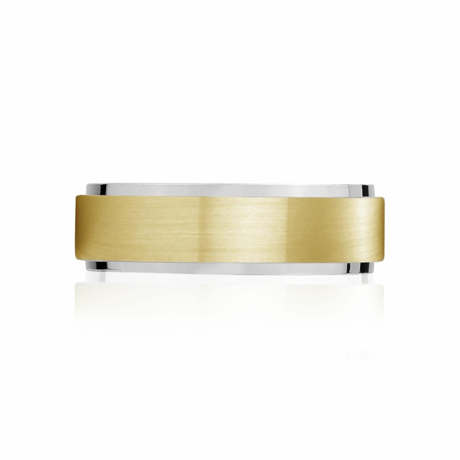 Stainless-Steel Single Striped Wedding Band Ring
