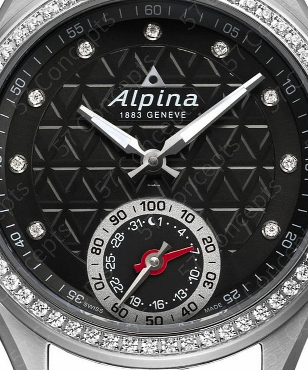 Horological Smartwatch (Silver-Black; Diamond) | Alpina | Luby 