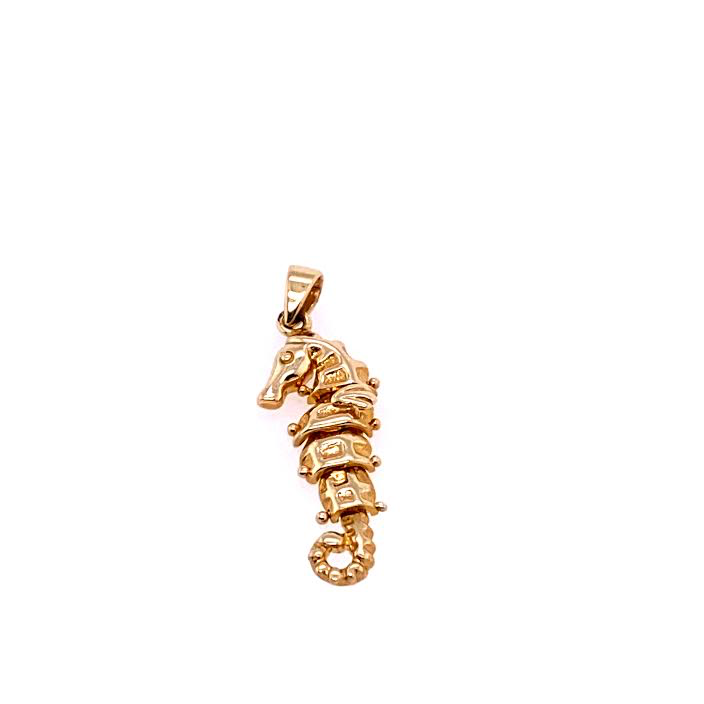 Sea Horse 3D Texture 14K Gold Pendant | Luby Gold Collection | Luby 