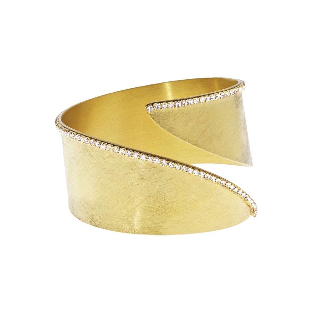 New Moon Matte Curved Golden Bangle | Stroili Oro | Luby 