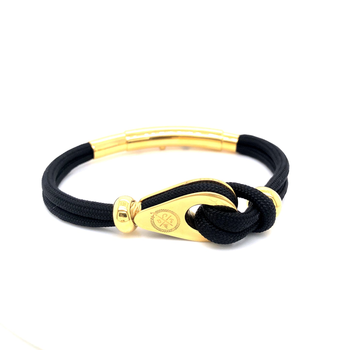Double Cord with Gold Pulley and Beads Bracelet (Black/Gold) | SEAKNOTS | Luby 