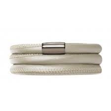 Brazalete metálico Crème Triple Wrap (Plata/Crema)