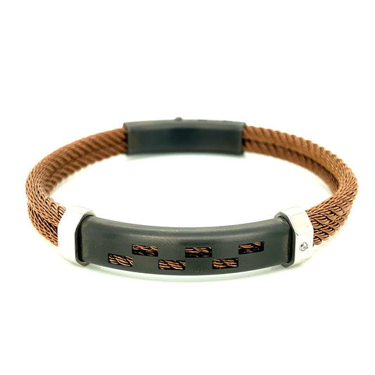 Double Steel Rope With An Adjustable Clasp Embellished By White Diamond | BORSARI | Luby 