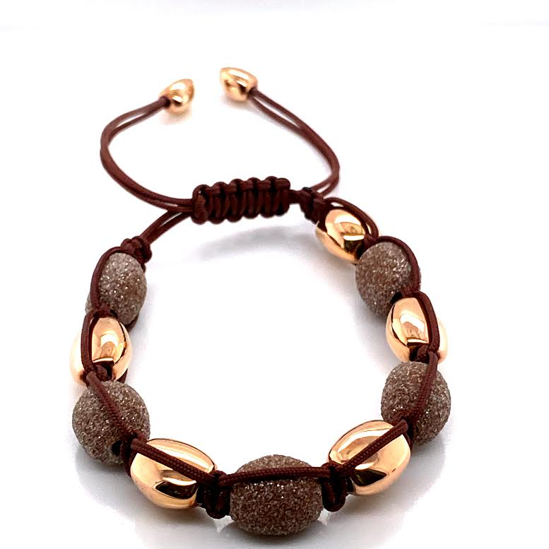 18k Rose-Gold Brown Cord Bracelet | Pesavento | Luby 