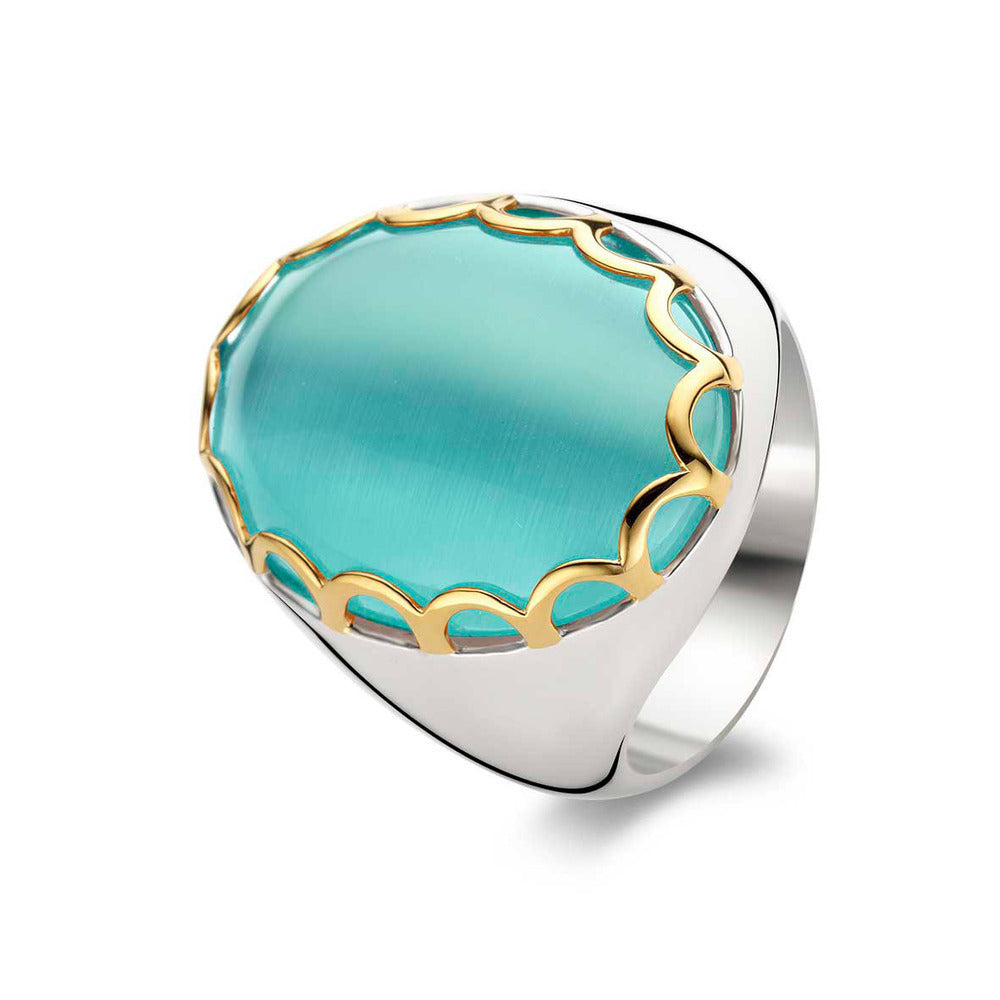 TEAL OVAL TWO-TONE RING | Ti Sento Milano | Luby 