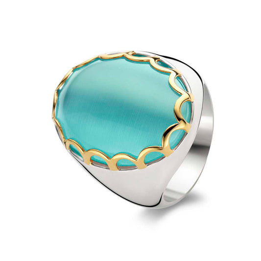 TEAL OVAL TWO-TONE RING | Ti Sento Milano | Luby 