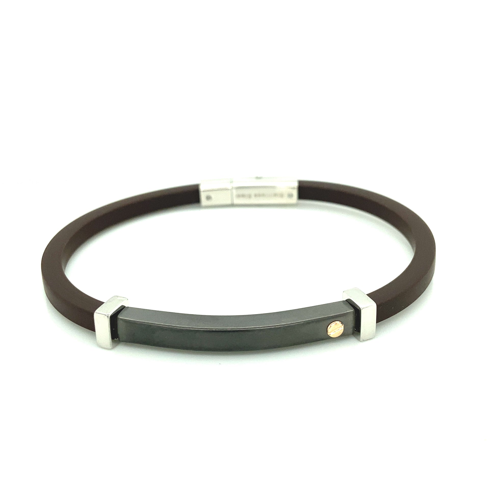 Single Rubber and Gun Metal Bracelet | BORSARI | Luby 