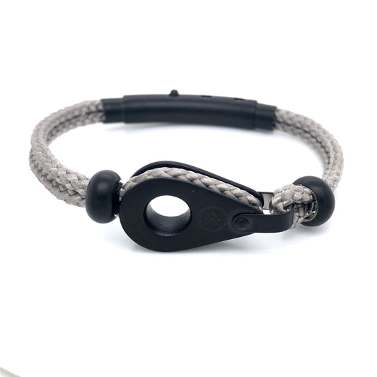 Light Grey Double Rope with Black Matte Pulley and Beads Bracelet | SEAKNOTS | Luby 