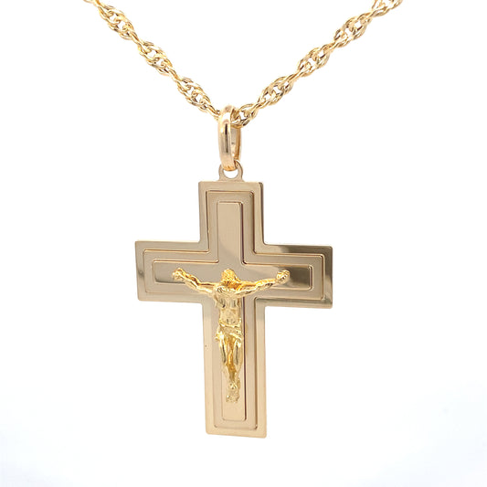 14K All Gold Big Cross Jesus | Luby Gold Collection | Luby 