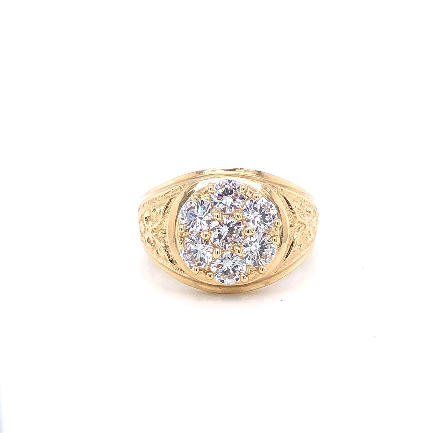 14K Cubic Zirconia Center Gold Men's Ring | Luby Gold Collection | Luby 