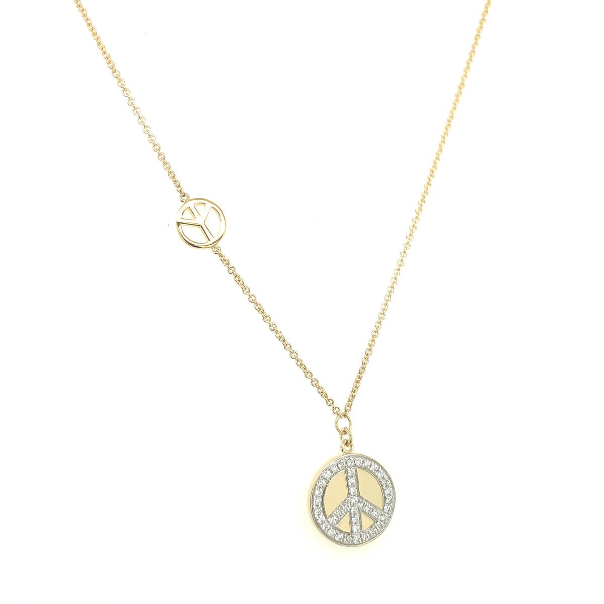 Zeghani Peace 14K Diamond Yellow Gold Necklace | Zeghani | Luby 
