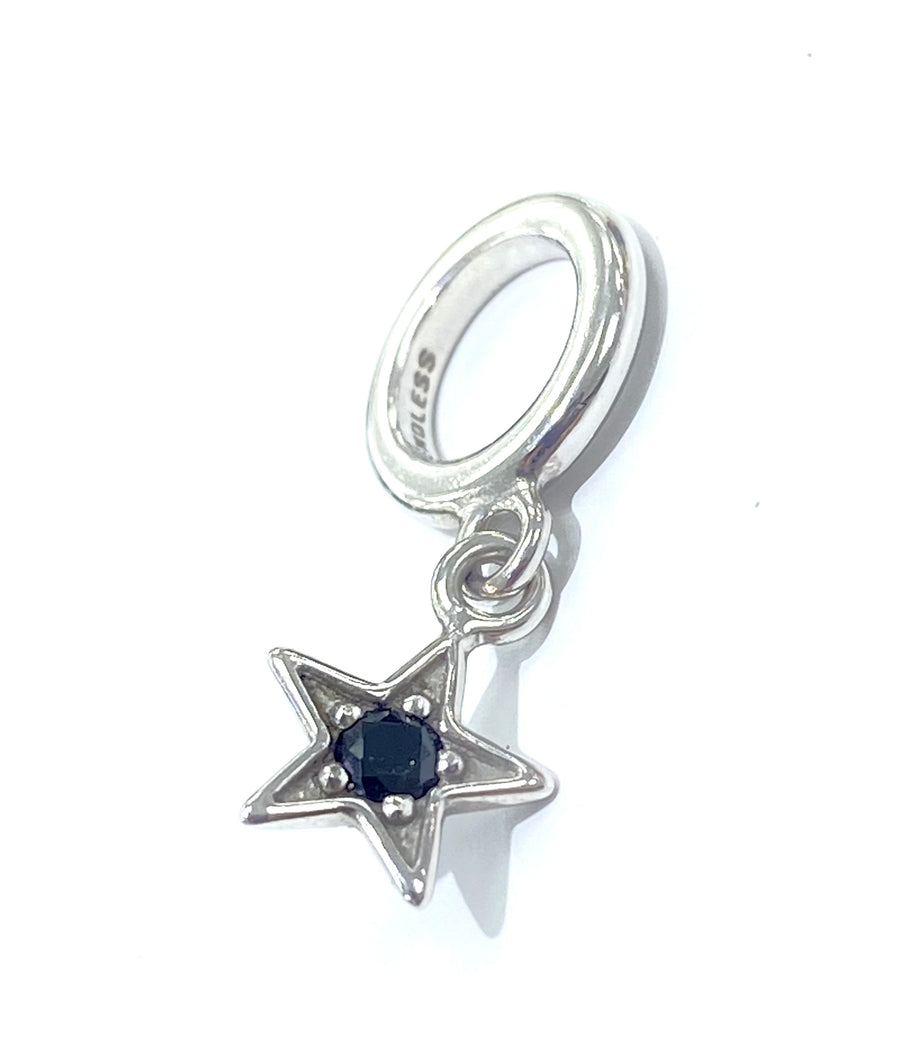 Black Shiny Star Charm (Silver/Black)