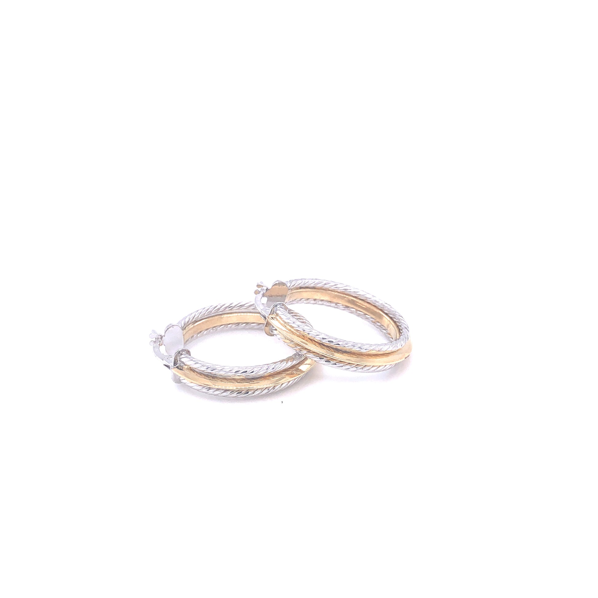 14K Thin Wire Two-Tone White Gold Hoops | Luby Gold Collection | Luby 