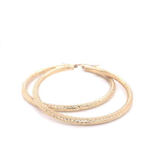 14K Diamond Cut Large Gold Hoops | Luby Gold Collection | Luby 