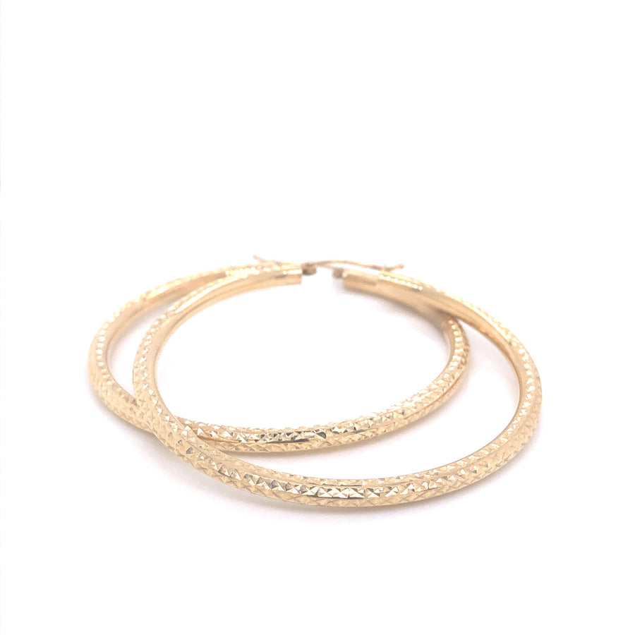14K Diamond Cut XLarge Gold Hoops