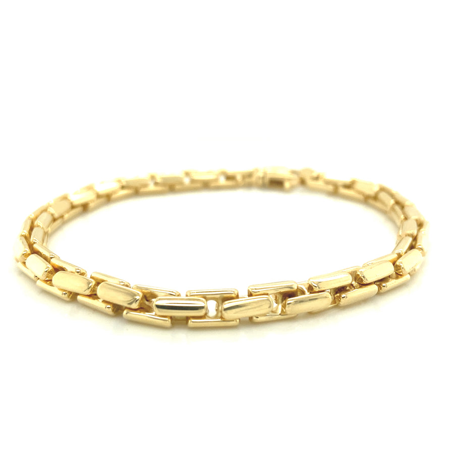Pulsera de hombre con eslabones de caja de oro de 14 quilates