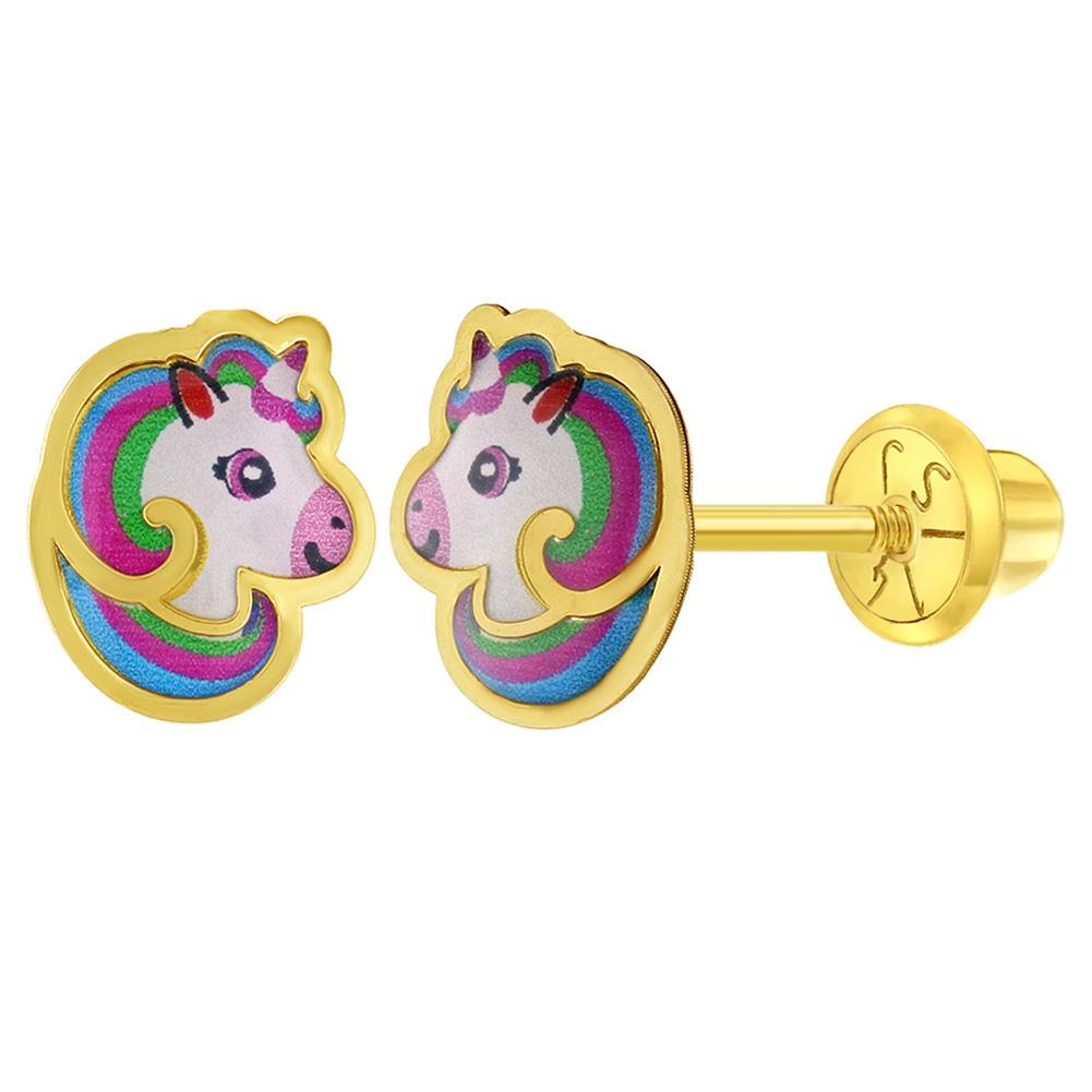 RAINBOW UNICORN HEAD EARRINGS | Children Collection | Luby 