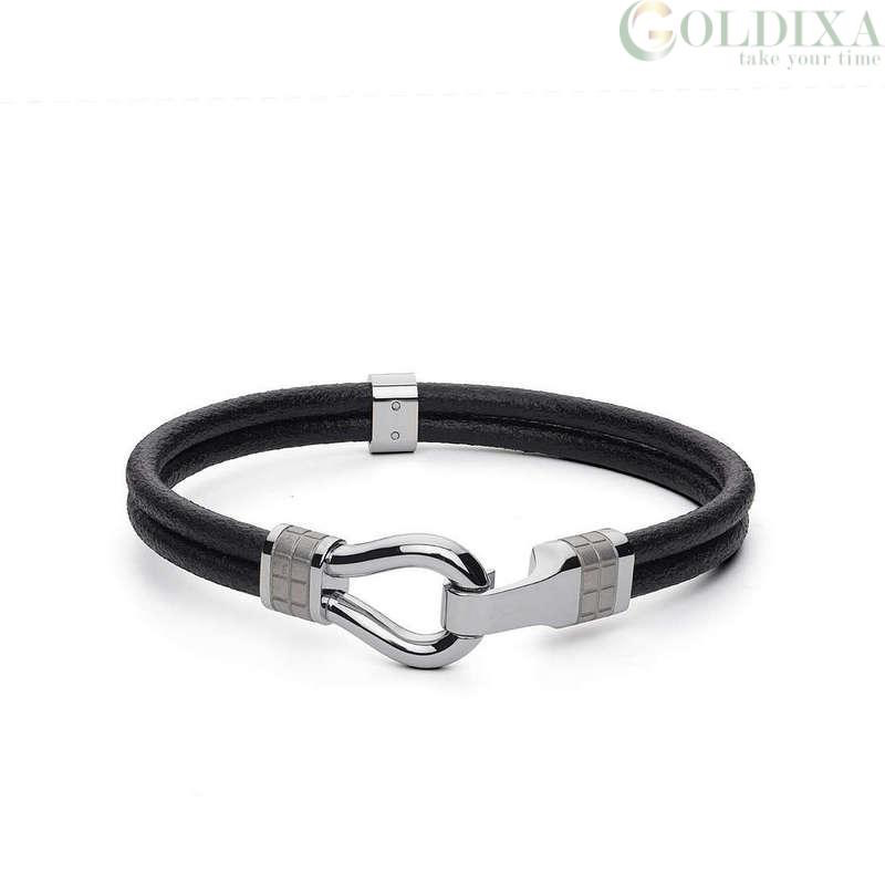 Clint Black Leather Bracelet (Silver) | Brosway Italia | Luby 