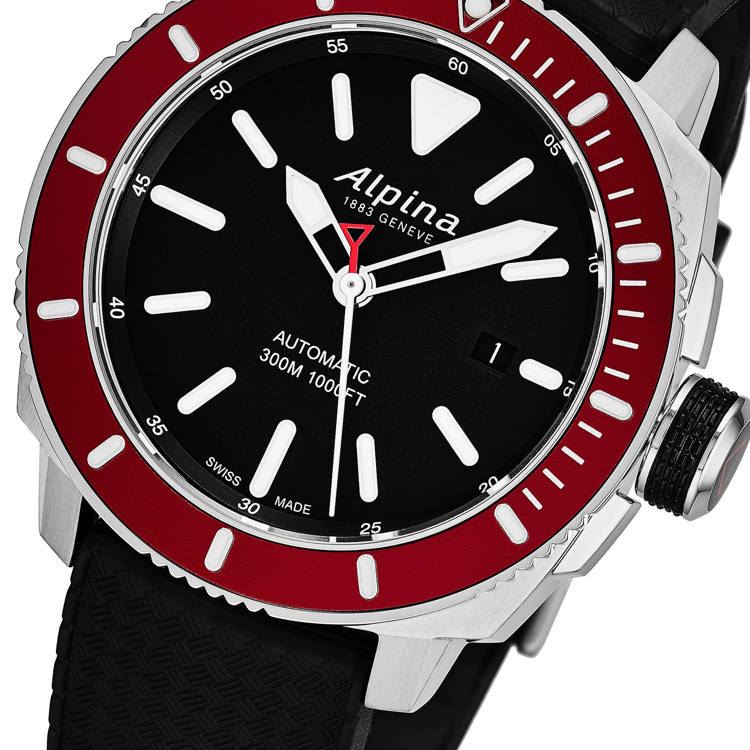 Seatrong Diver 300 Automatic (Black-Red) | Alpina | Luby 