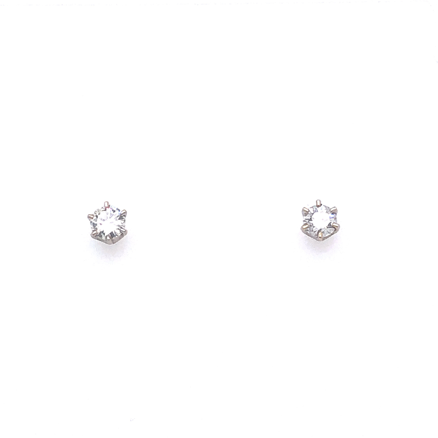 14k Diamond White Gold 0.50ct Diamond Six Prong Set Round Cut Stud Earrings