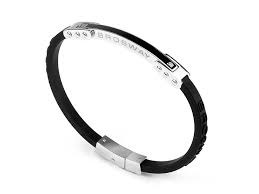 Ares Black Rubber with Black C.Z Stones Bracelet (Silver) | Brosway Italia | Luby 