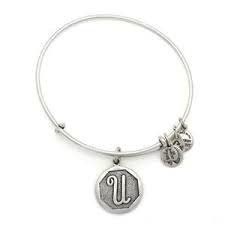 Letter U Charm Bangle Bracelet (Silver) | Alex and Ani | Luby 