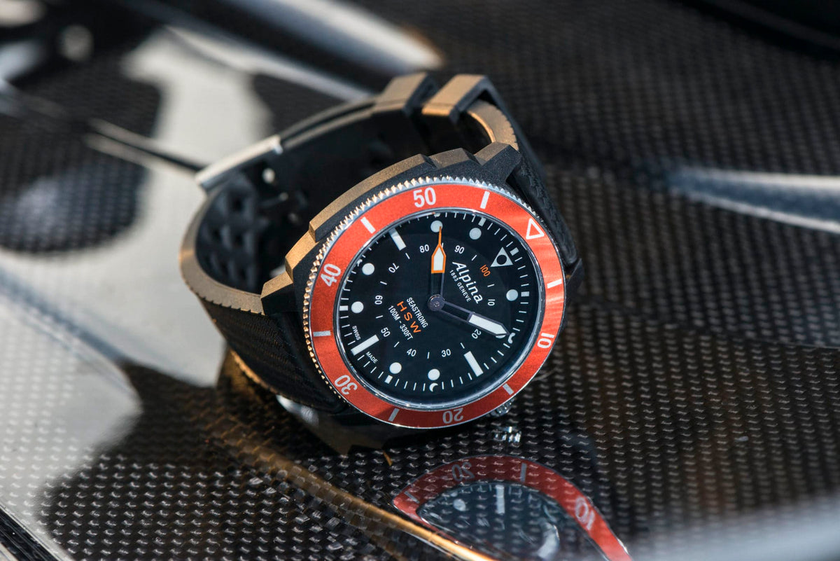 Seatrong Horological Smartwatch (Black and Orange) | Alpina | Luby 