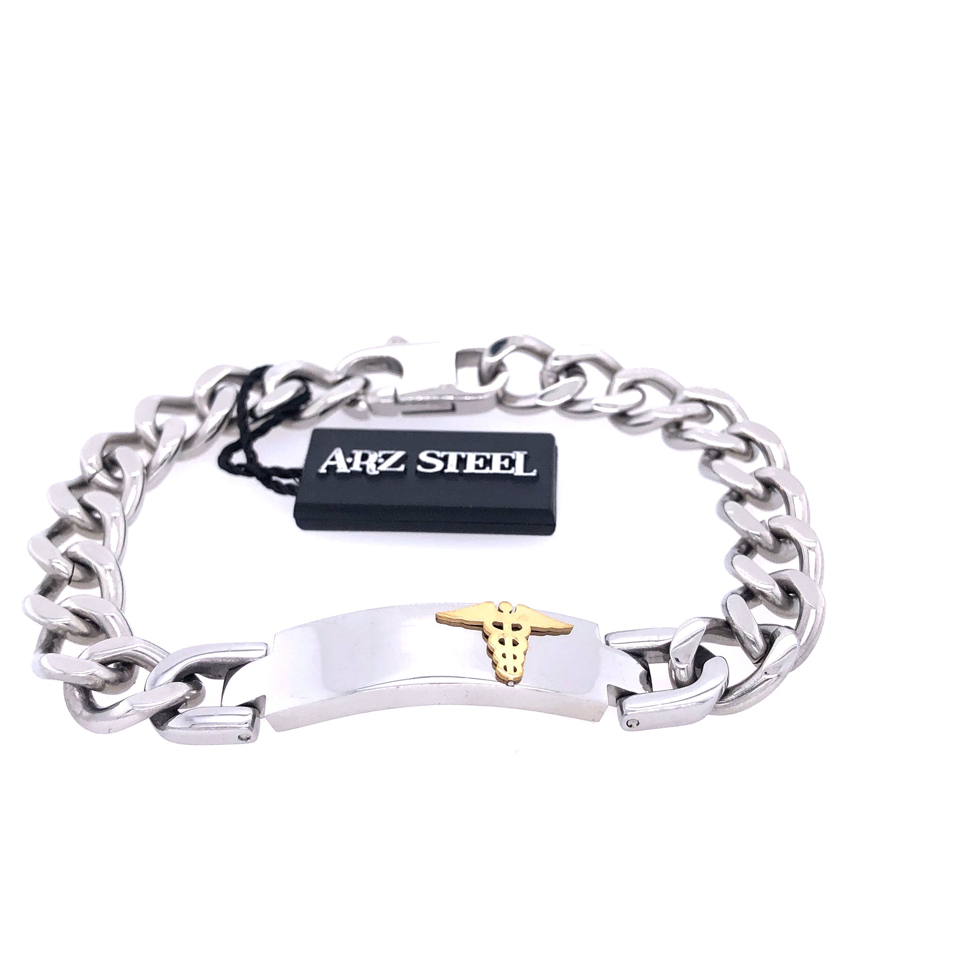 Stainless-Steel Curb Link Medic Bracelet | ARZ Steel | Luby 