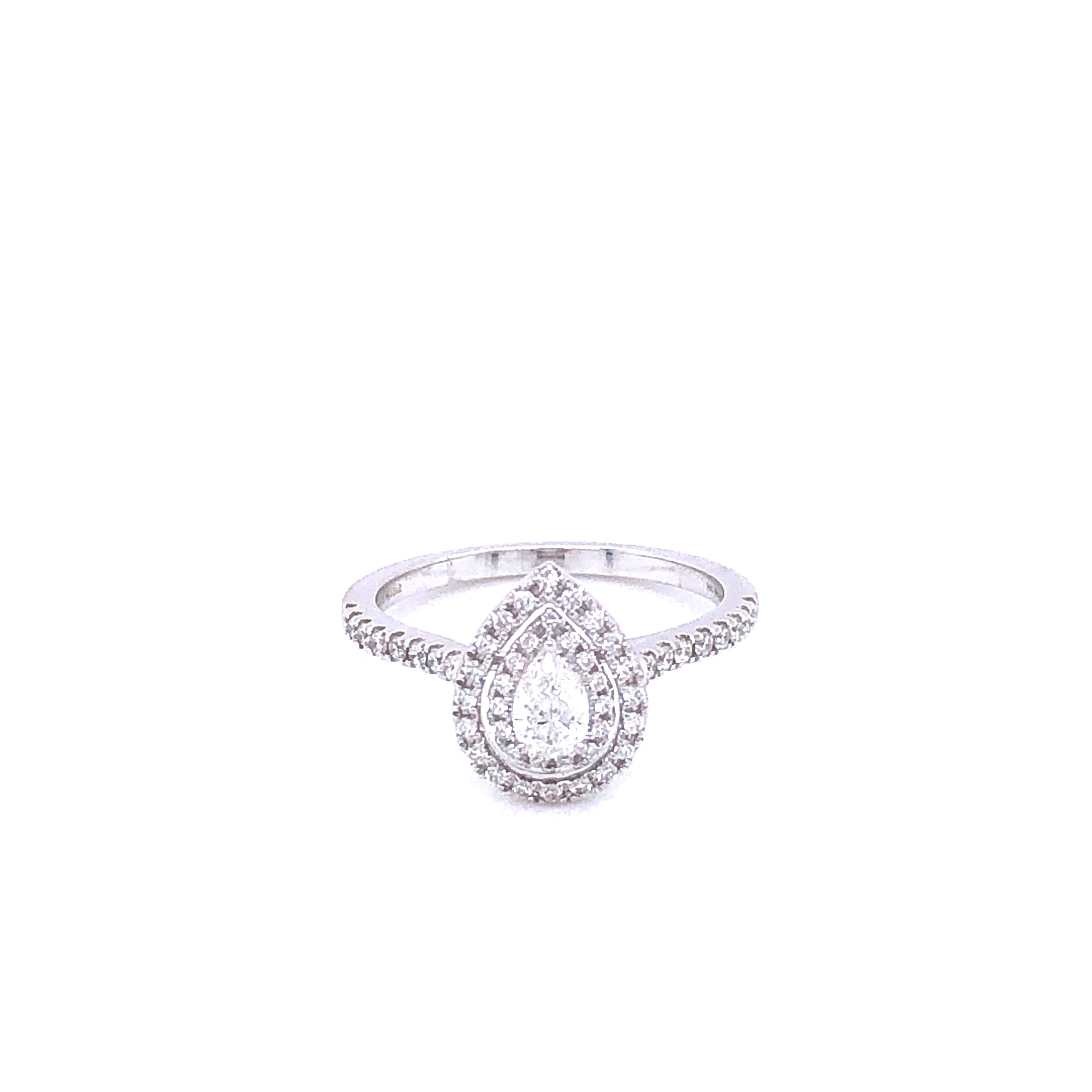 Zeghani White Gold Pear Halo Delicate Diva Engagement Ring | Zeghani | Luby 