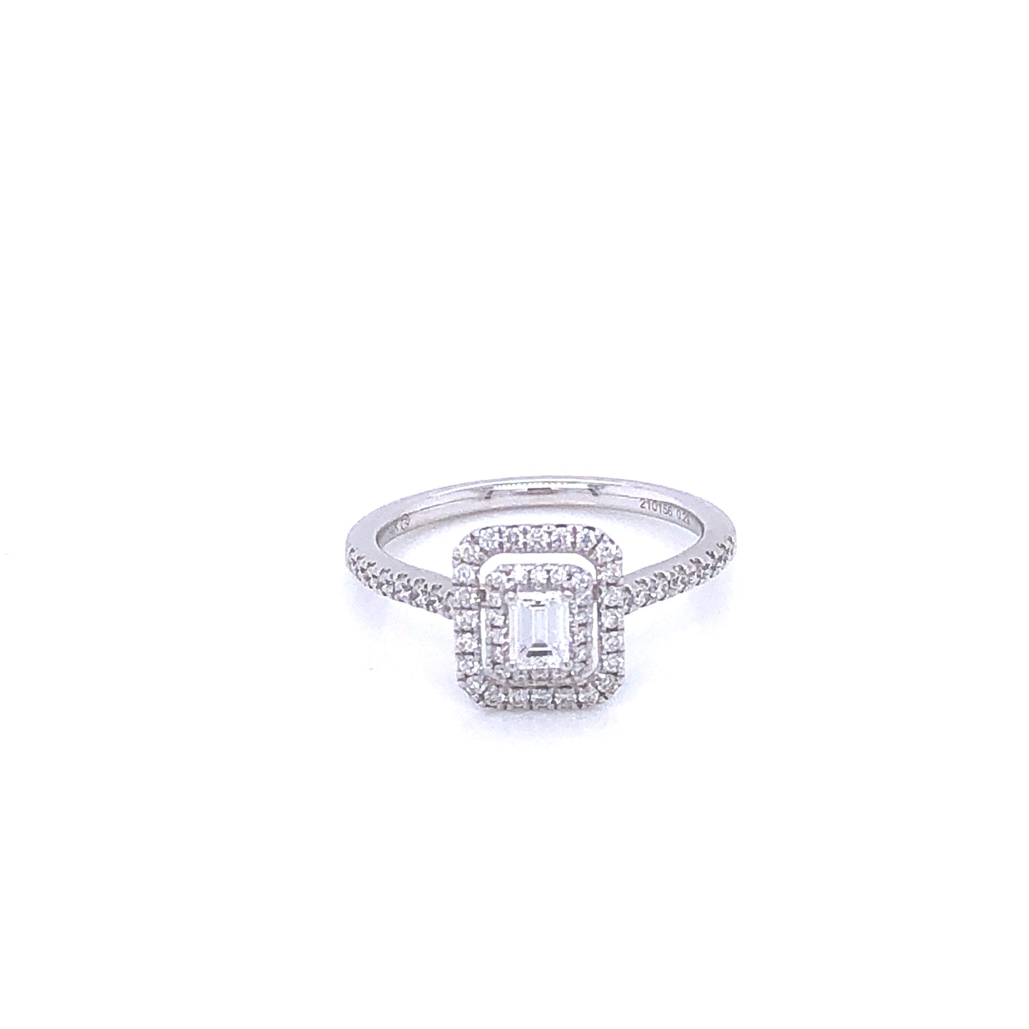 Zeghani White Gold Emerald Cut Delicate Diva Engagement Ring | Zeghani | Luby 