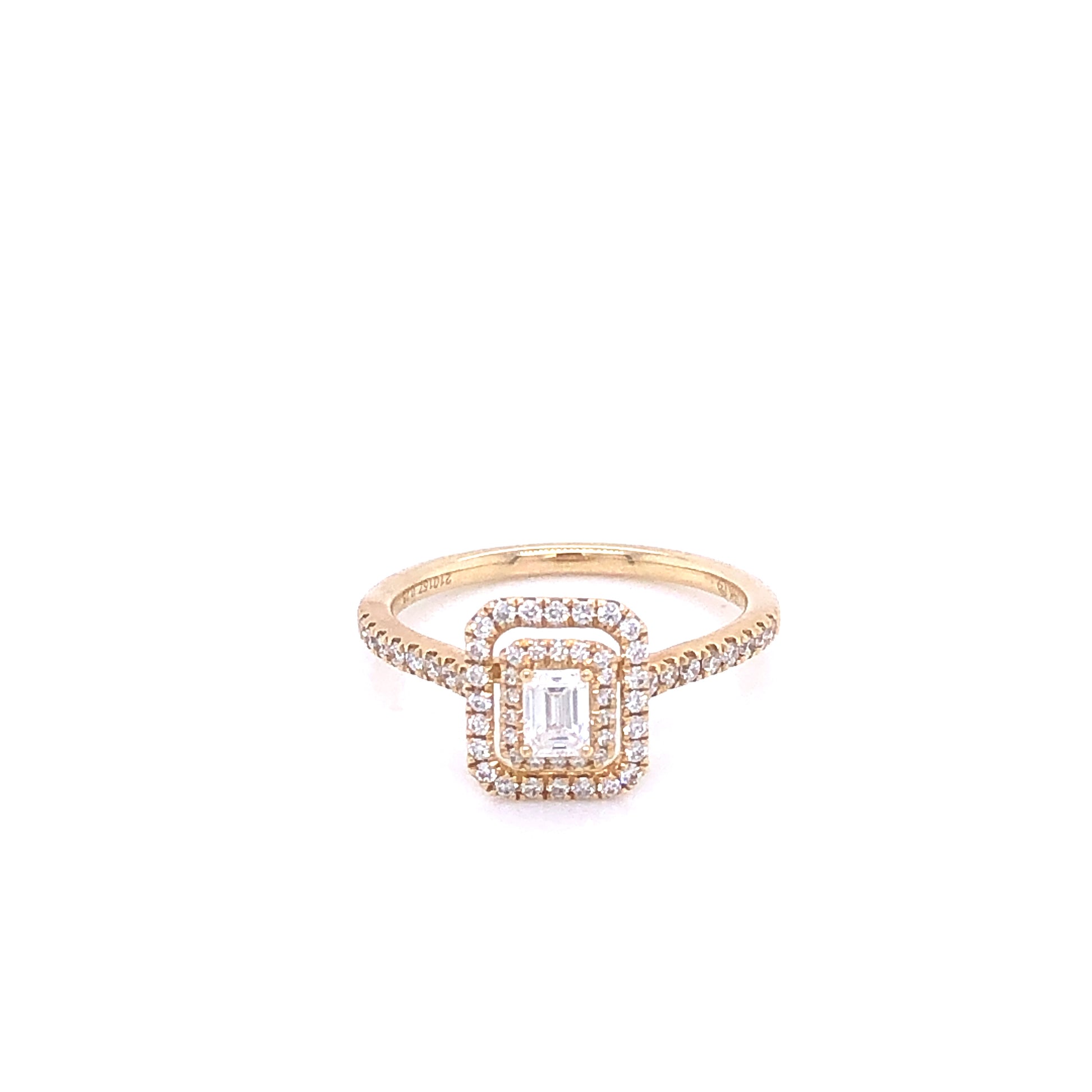 Zeghani Gold Emerald Cut Halo Engagement Ring | Zeghani | Luby 