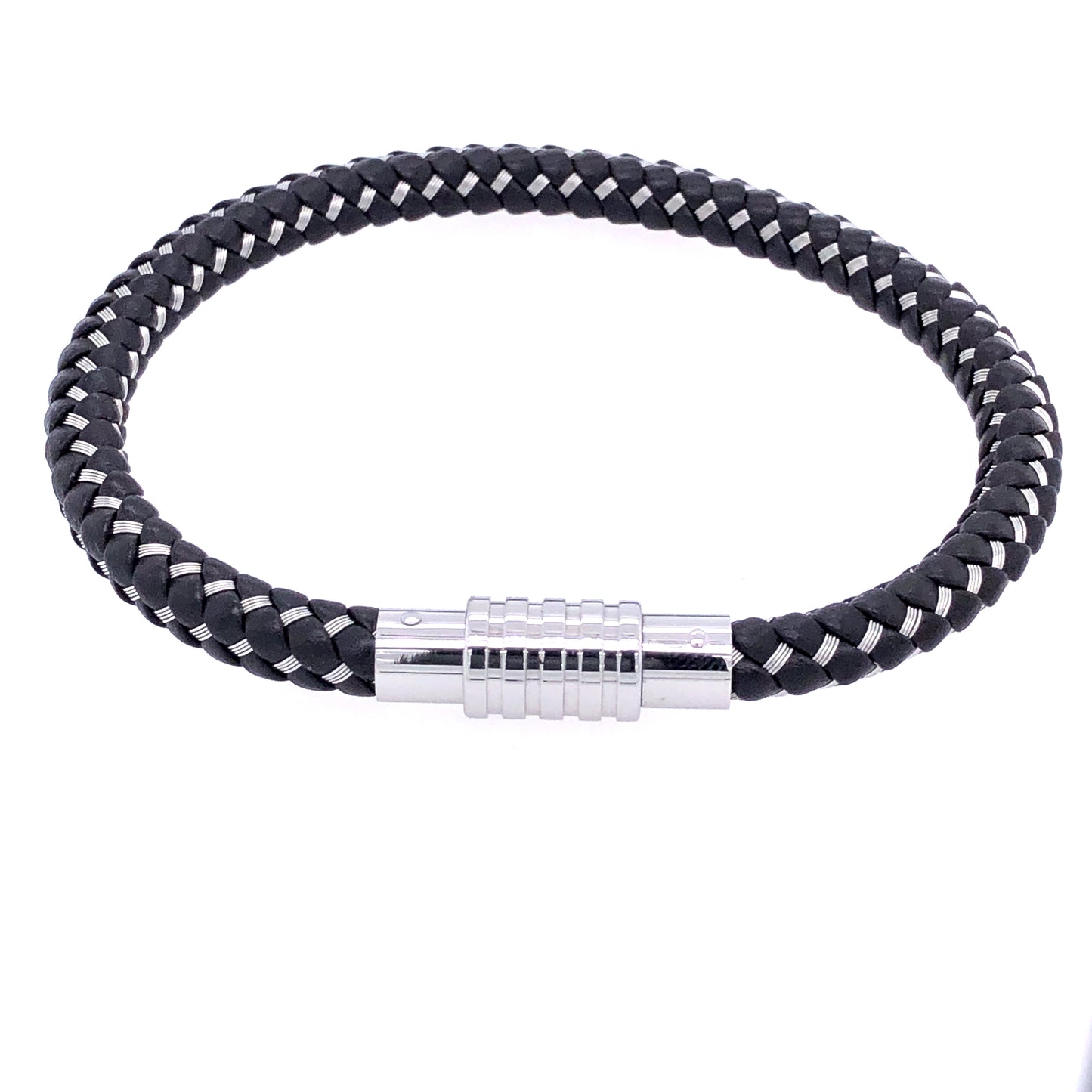 Braided Leather and Steel Bracelet | Kermar | Luby 