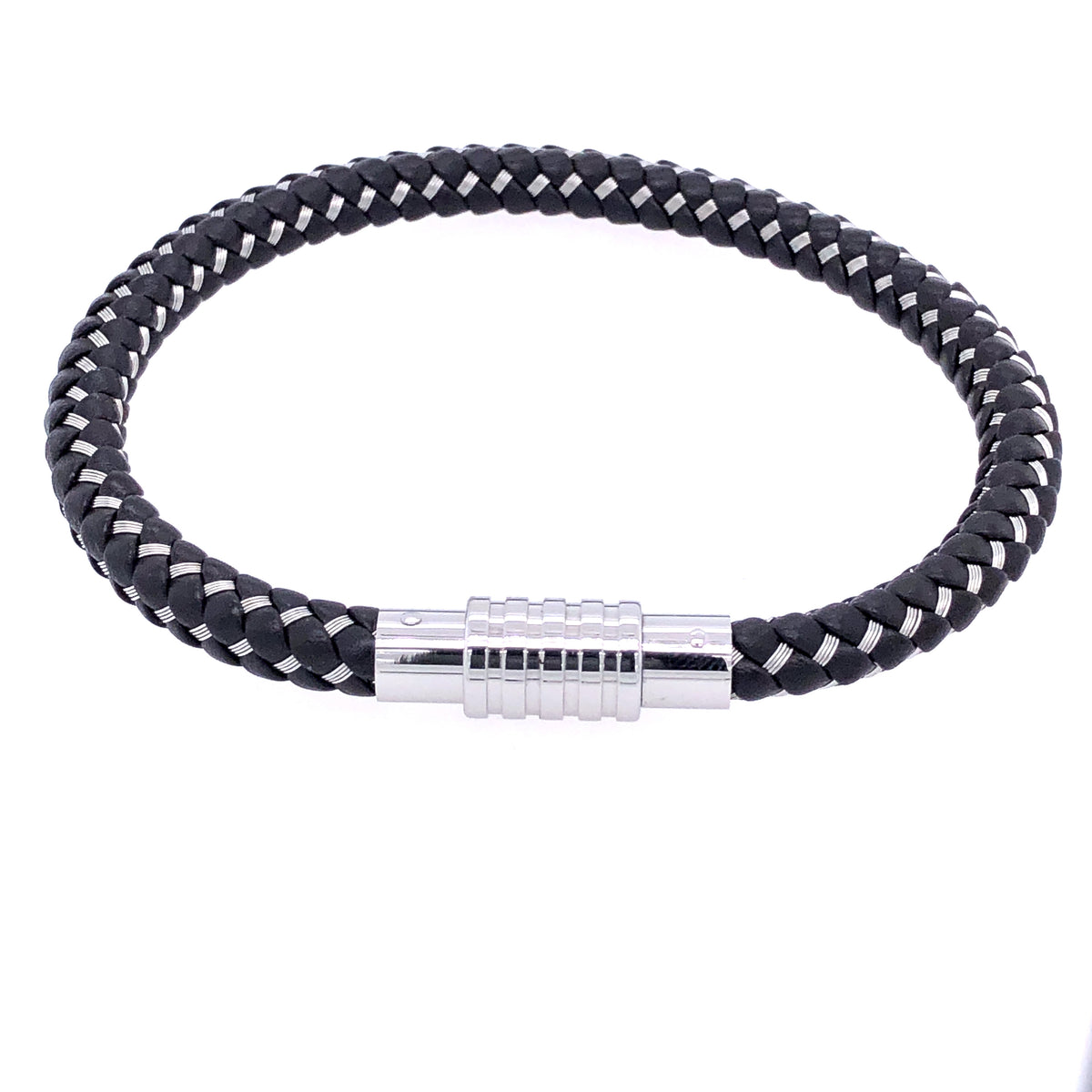 Braided Leather and Steel Bracelet | Kermar | Luby 