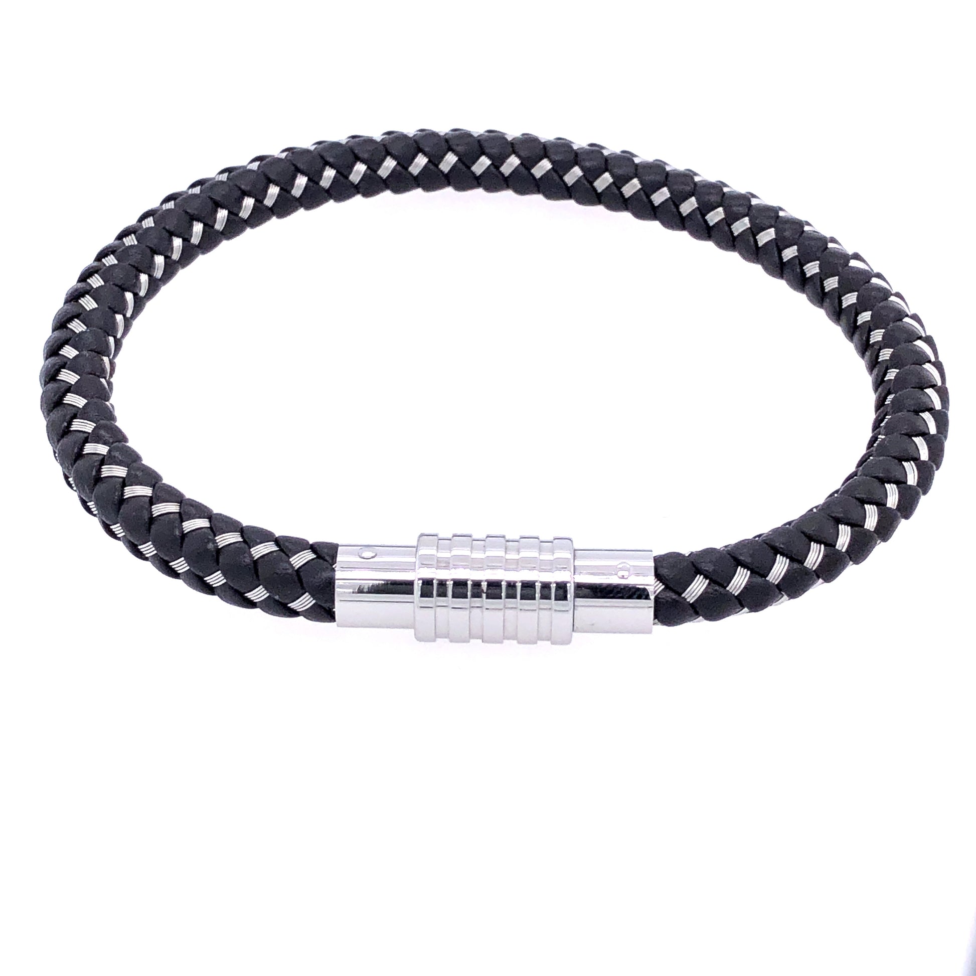 Braided Leather and Steel Bracelet | Kermar | Luby 