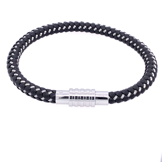 Braided Leather and Steel Bracelet | Kermar | Luby 