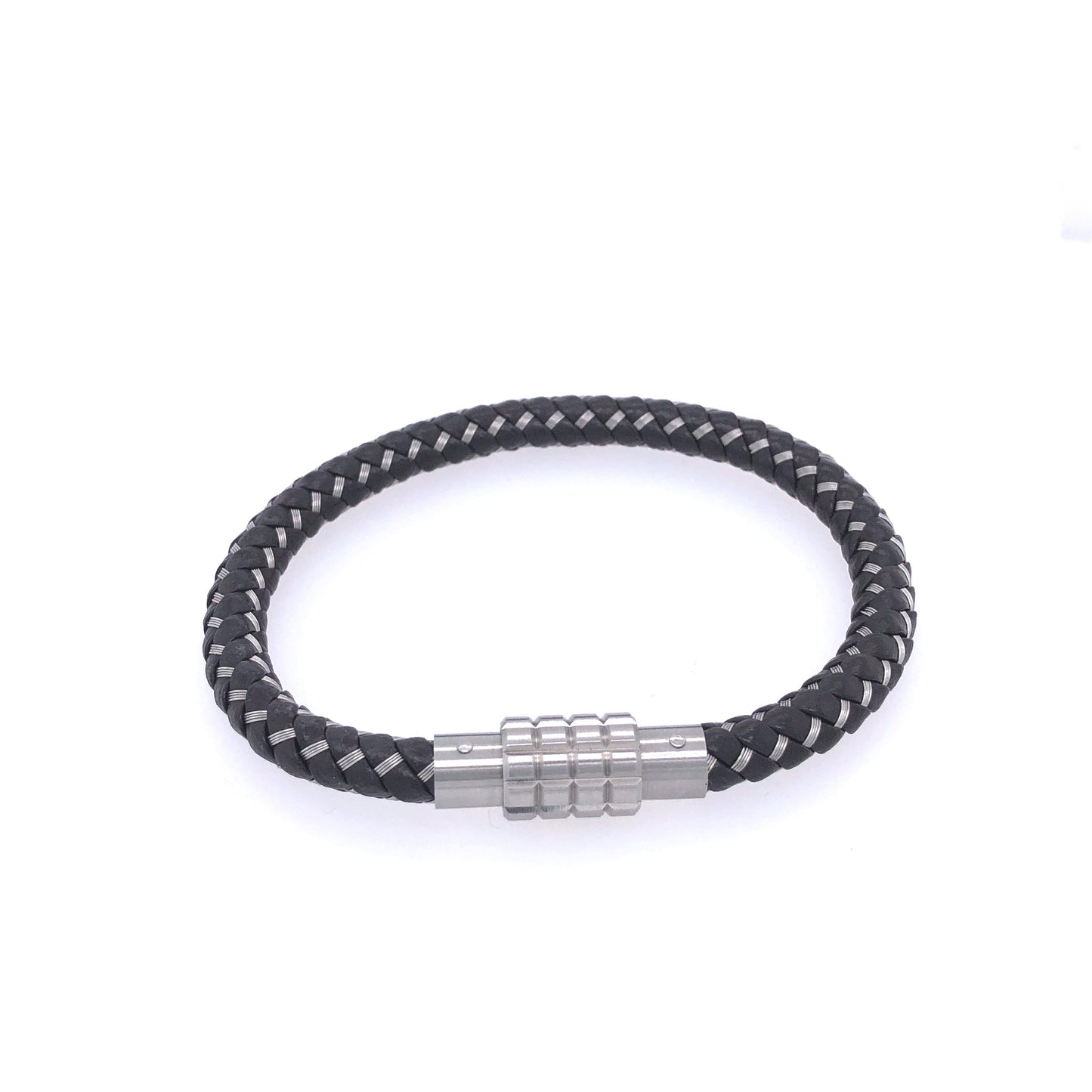 Braided Leather and Steel Bracelet | Kermar | Luby 